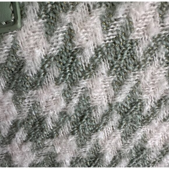 Houndstooth Handbag & Pouch Set - Green & White Pattern With Clear Accents - Picture 12 of 13